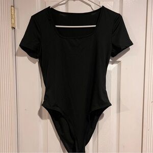 Black Ribbed Bodysuit